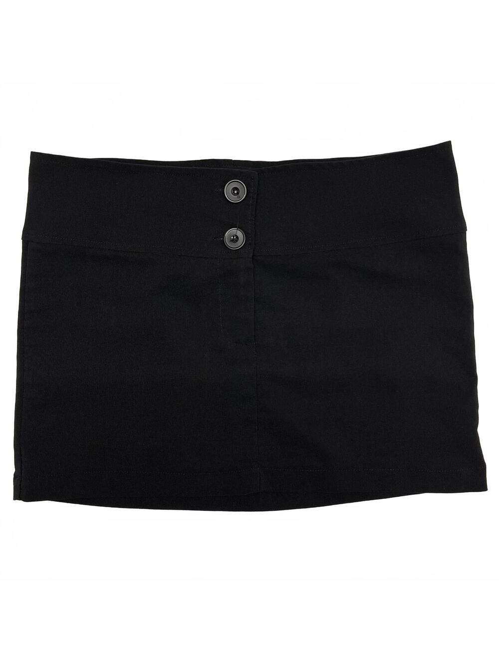 Y2K Guilty Black Low Rise Mini Skirt Double Button Sz M Minimalist 2000s Classic